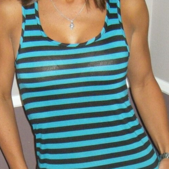 Striped Blue and Black Maxi Dress - Picture 3 of 3